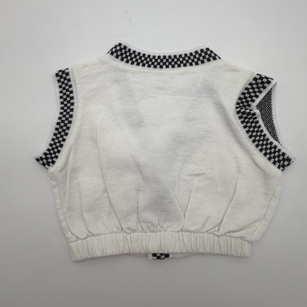 Vintage Happi‎ Happi Sweater Vest Boys 18-24M White Check Knit Elastic Waist - Picture 4 of 4